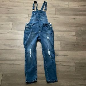 Wallflower overalls medium wash distressed. Size L